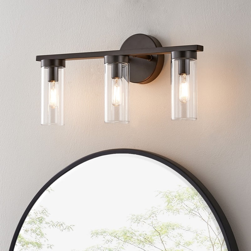 KAWOTI Modern Dimmable Bathroom Vanity Light with Clear Cylinder Glass