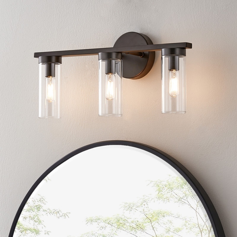 KAWOTI Modern Dimmable Bathroom Vanity Light with Clear Cylinder Glass