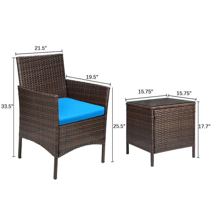 Homall 3 Pieces Patio Porch Furniture Sets PE Rattan Wicker Chairs with Table Outdoor Garden Furniture Sets