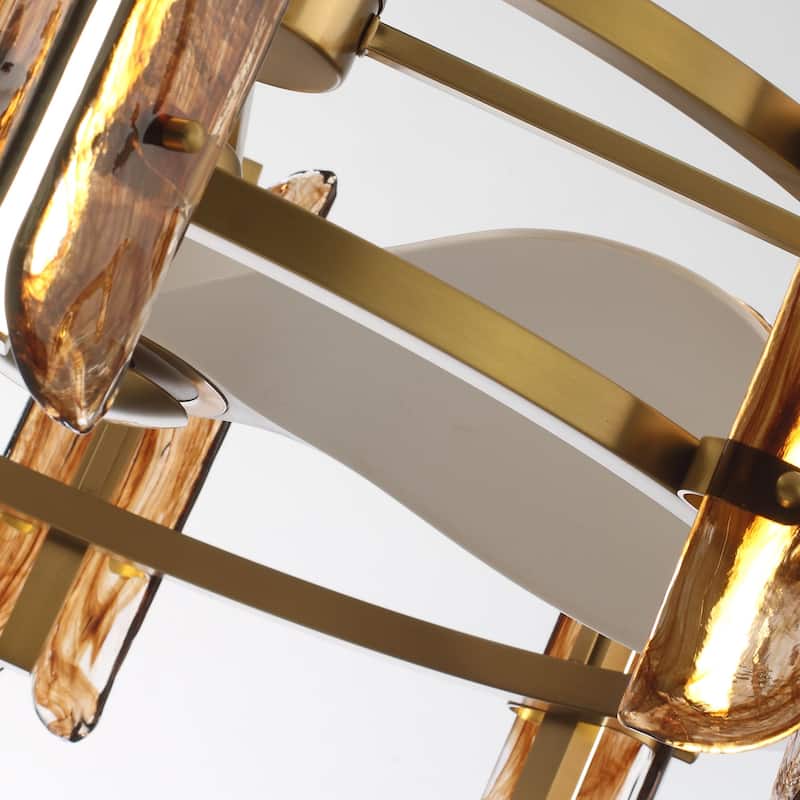 Ceiling Fan 32" Perimost 3-Blade Modern Gold Glass LED