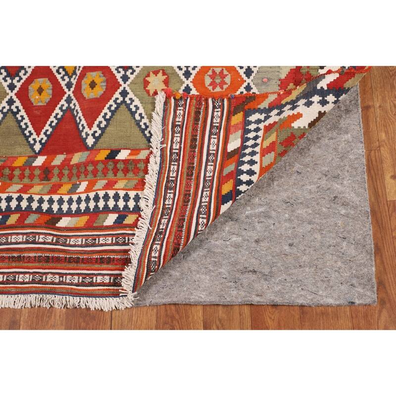 Kilim Persian Vintage Runner Rug Flatweave Wool Carpet - 4'1"x 12'4"