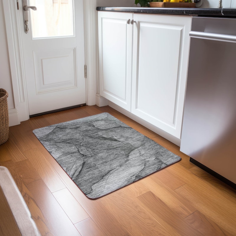 Machine Washable Indoor/ Outdoor Chantille Contemporary Abstract Rug - Gray - 1'8" x 2'6"