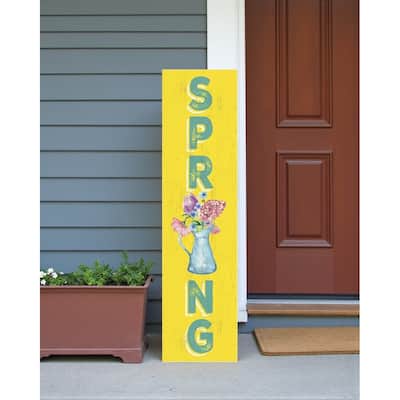 HomeRoots 36" Yellow Solid Wood Spring Porch Sign