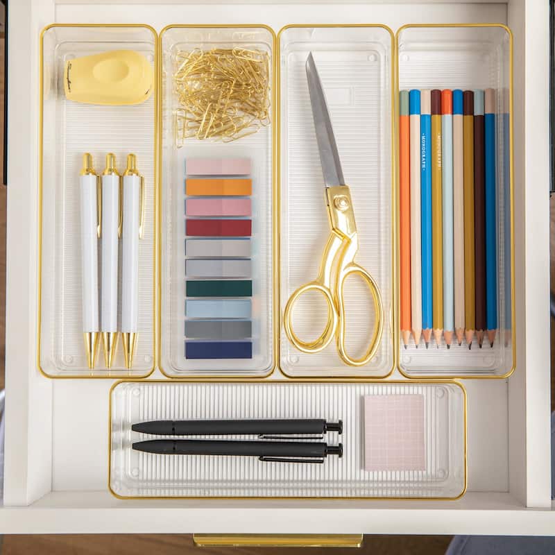 Flash Furniture BE-PB8975-G-6-MS Kerry 2" Tall Office Organizer Set - Clear / Gold