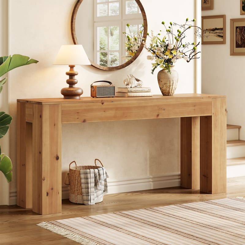 Solid Wood Console Table, 70.87-Inch Extra Long Entryway Table, Sofa Table Behind Couch - 13.78" W x 70.87" L x 33.46" H