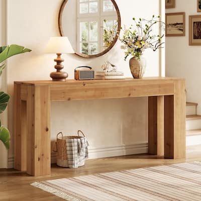 Solid Wood Console Table for Entryway, 70.87-Inch Extra Long Sofa Table Behind the Couch - 13.78" D x 70.87" W x 33.46" H