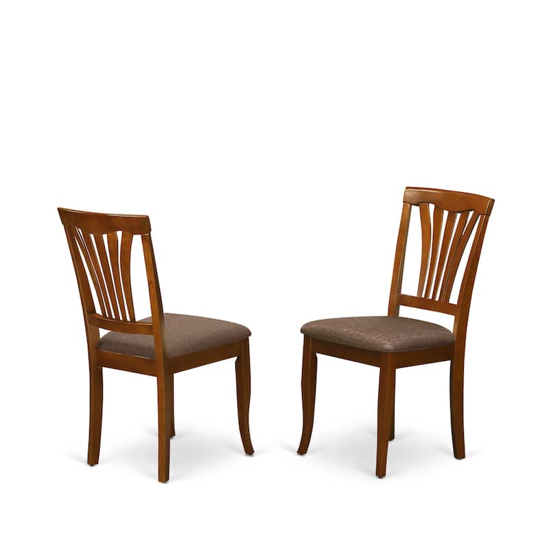 East West Furniture Avon Dining Chairs - Dining Room Chairs with Slatted Back, Set of 2, Saddle Brown(Seat Type Options)