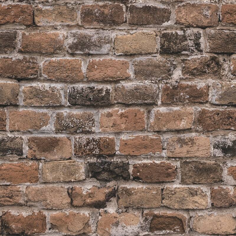 Galerie Wallcoverings Bricks and More Collection Authentic Brick Matte Finish Vinyl on Non-woven Wallpaper Roll - 33-feet long x 21-inches wide - Brown