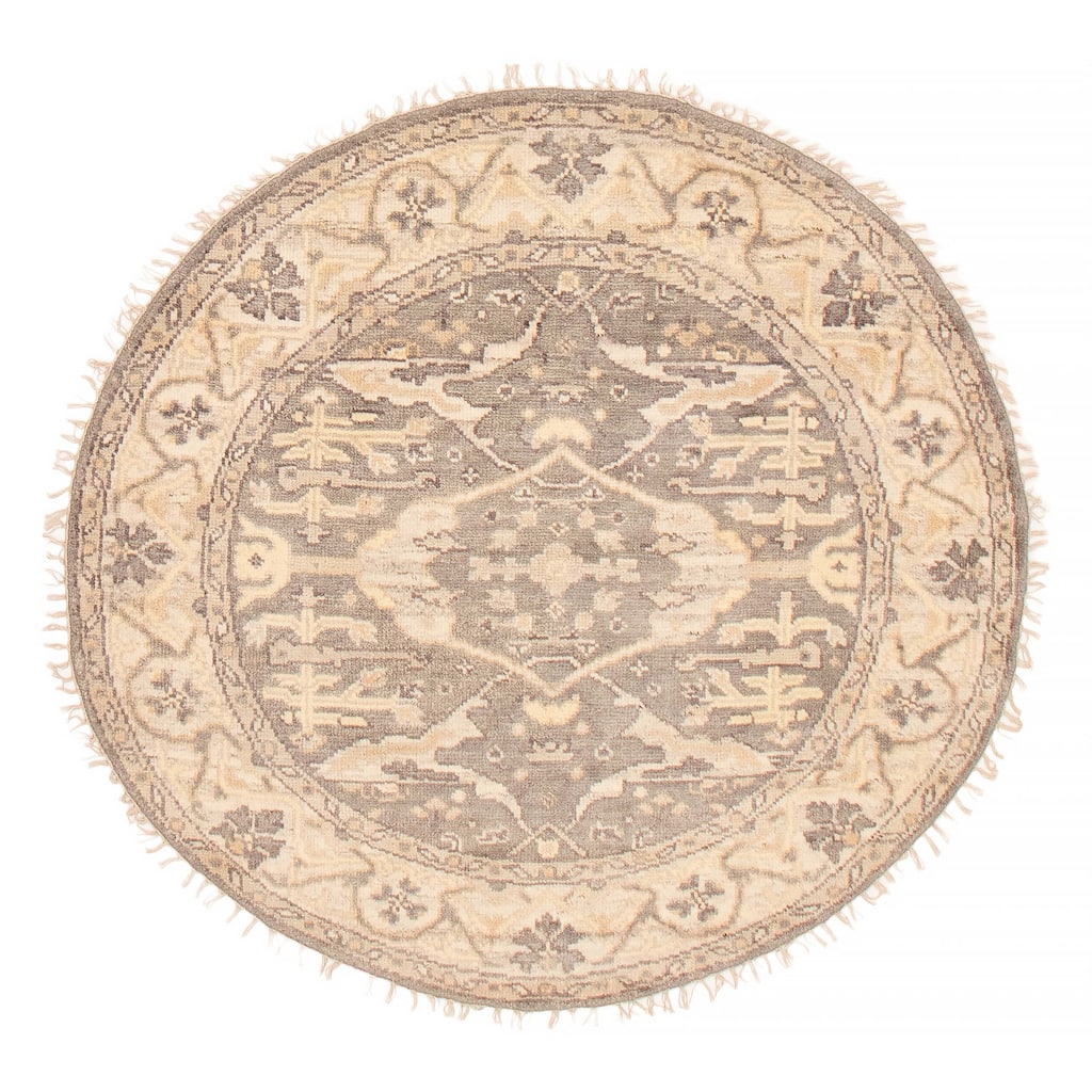 ECARPETGALLERY Hand-knotted Royal Oushak Grey Wool Rug - 4'11 x 4'11