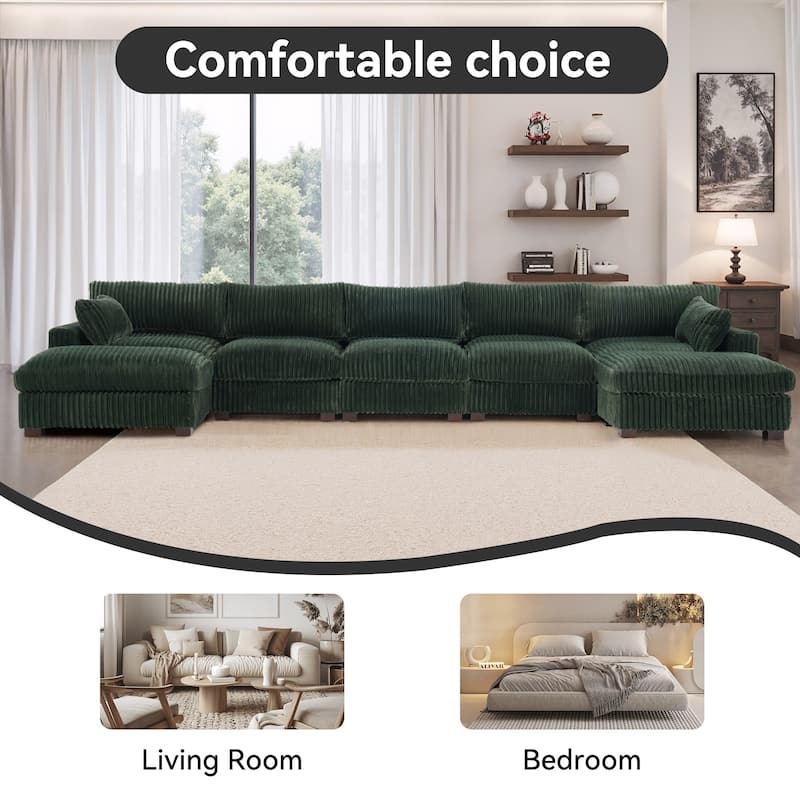 Oversized U-shaped Plush Modular Sectional Sofa Set