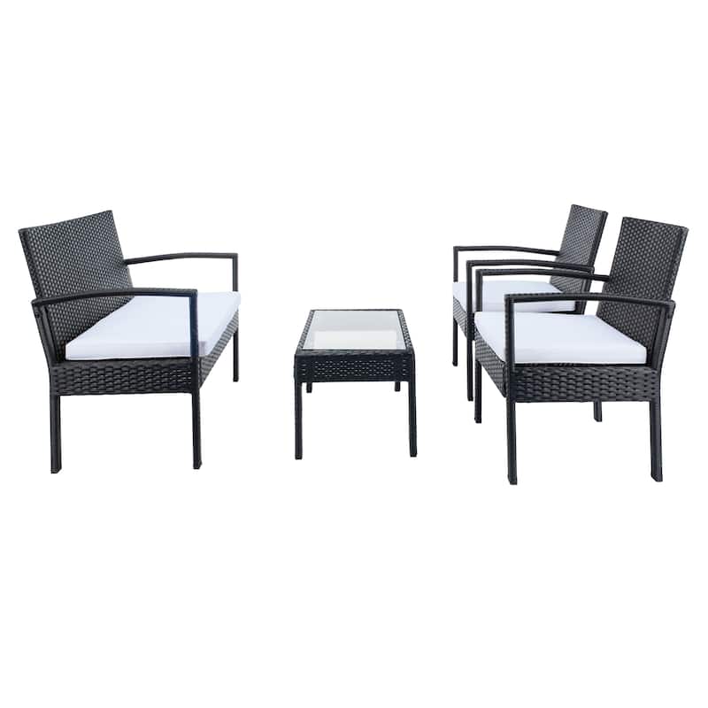 SAFAVIEH Outdoor Sherlyn 4-Piece Conversation Patio Set - 40W x 32D x 24H