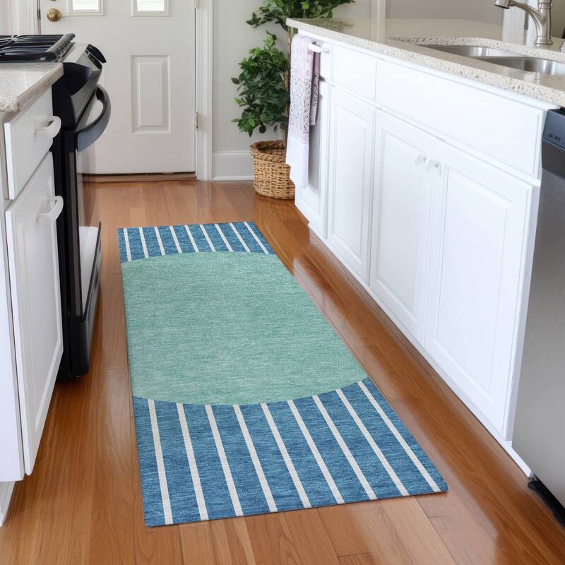Premium Washable Super Soft Modern Zen Mayfield Rug - Teal - 2'3" x 7'6"