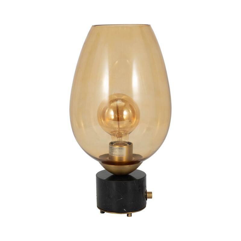 Sagebrook Home 16" Mikeno Glass And Marble Table Lamp, Gold, 16"H - 9" x 9" x 16"