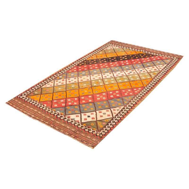 ECARPETGALLERY Flat-Weave Sivas Multi Color Wool Kilim - 5'9 x 9'10