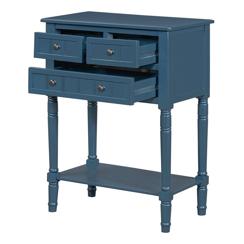 23.7" Classic Console Table with Three Storage Drawers and Bottom Shelf