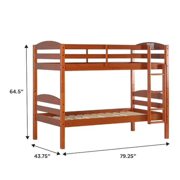 dimension image slide 3 of 7, Walker Edison Solid Wood Convertible Twin-over-Twin Bunk Bed