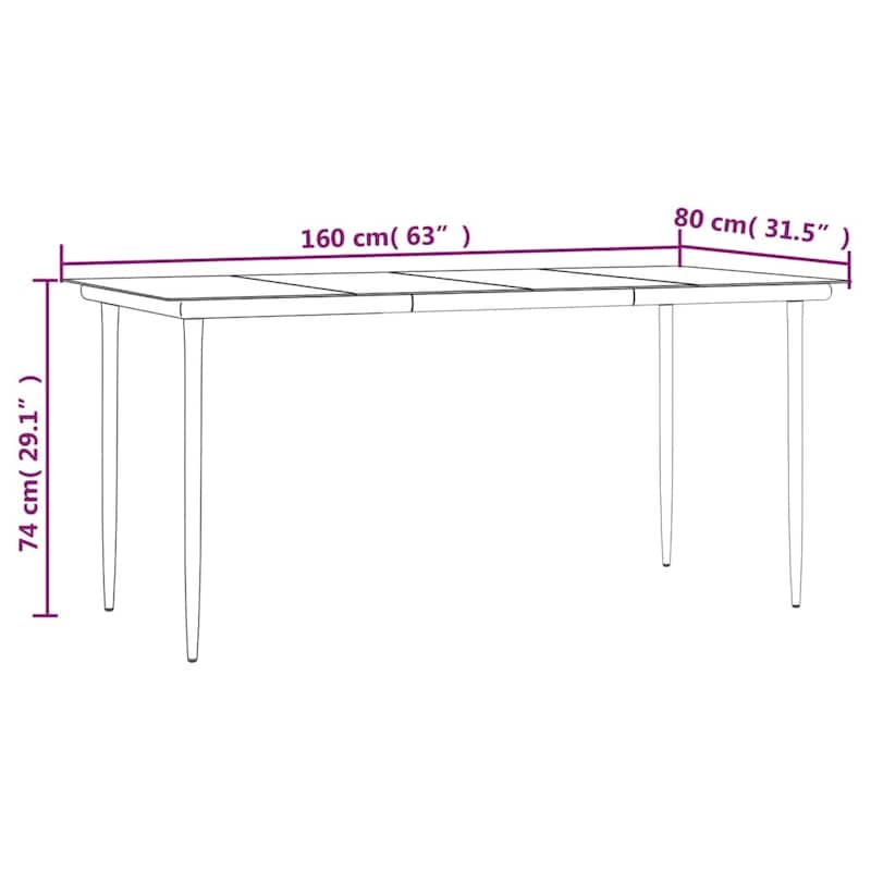 vidaXL Garden Dining Set Grey, Black, Dark Grey PE rattan 5 Piece Set - 63" x 31.5" x 29.1"/ 4