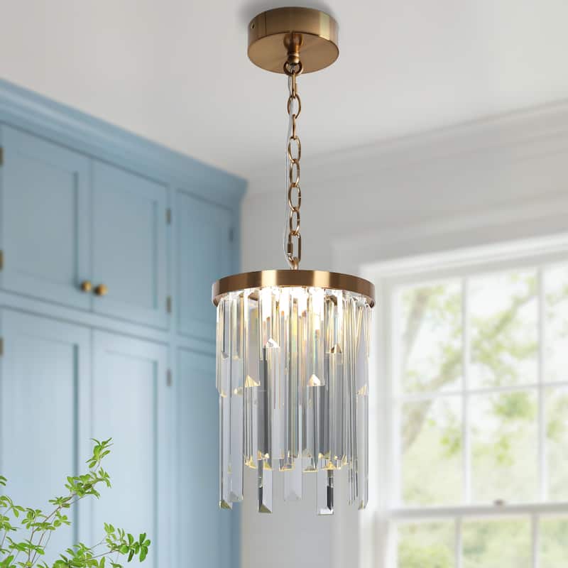 Modern LED Crystal 1-Light Pendant Light for Kitchen Island Foyer Bathroom - 7.8" Dia. x 11.8" H