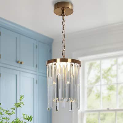 Modern LED Crystal 1-Light Pendant Light for Kitchen Island Foyer Bathroom - 7.8" Dia. x 11.8" H