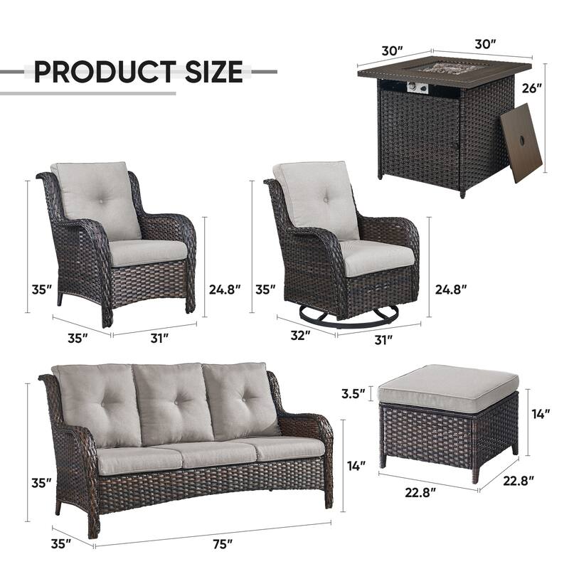 Gymojoy Outdoor Patio Funiture Set with Fire Pit Table
