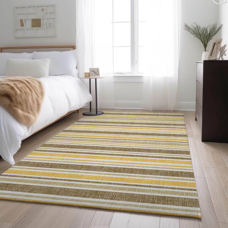 Premium Washable Super Soft Modern Cabana Stripe Mayfield Rug - Mocha - 2' 6" x 3' 10" - Rectangle