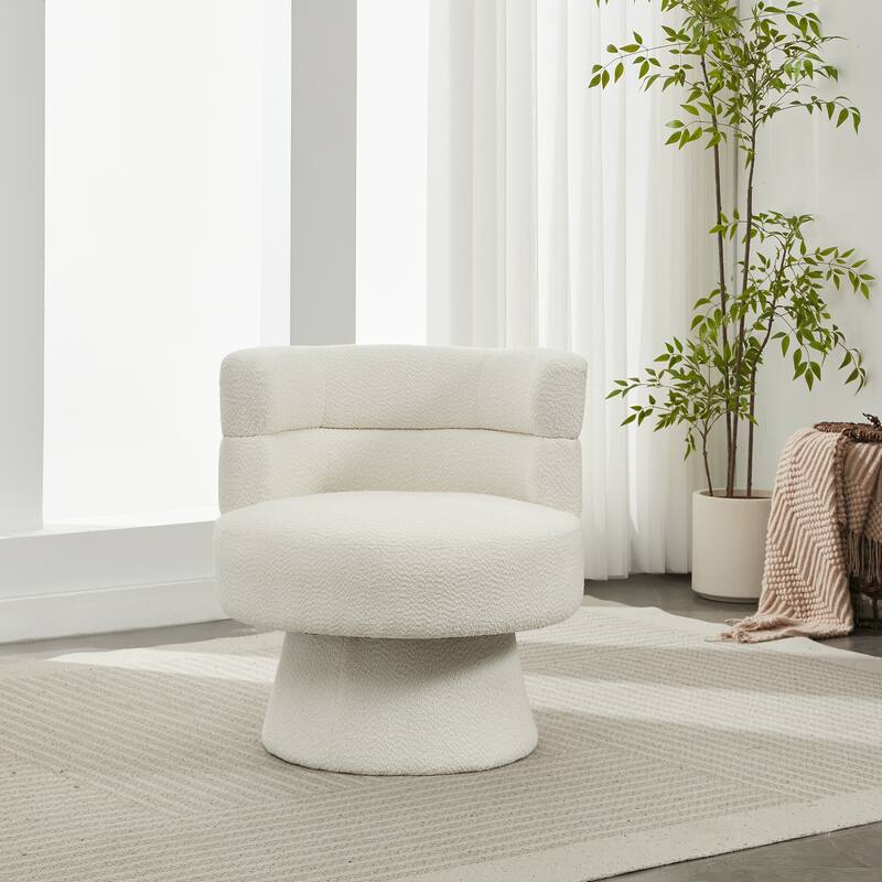 Contemporary 360° Swivel Chair, Boucle Swivel Accent Chair, Ideal for Living Room, Bedroom & Home Office