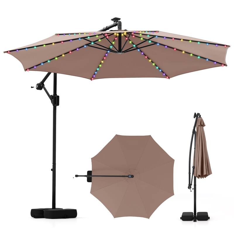 10 FT Offset Hanging Umbrella Outdoor Patio Cantilever Umbrella - Coffee