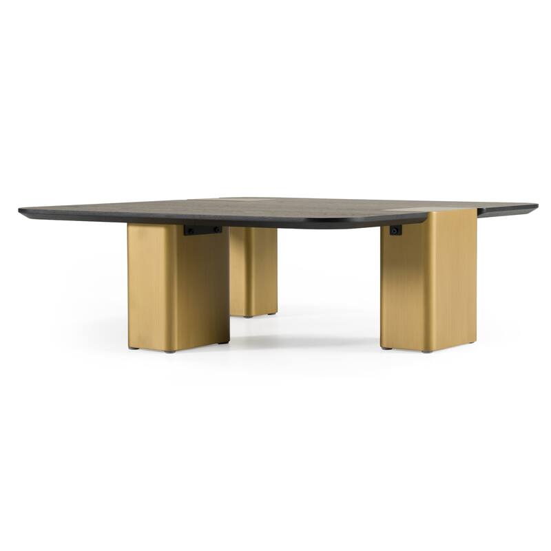 Modrest Harold Modern Black Oak+ Brushed Gold Oak Square Small Coffee Table