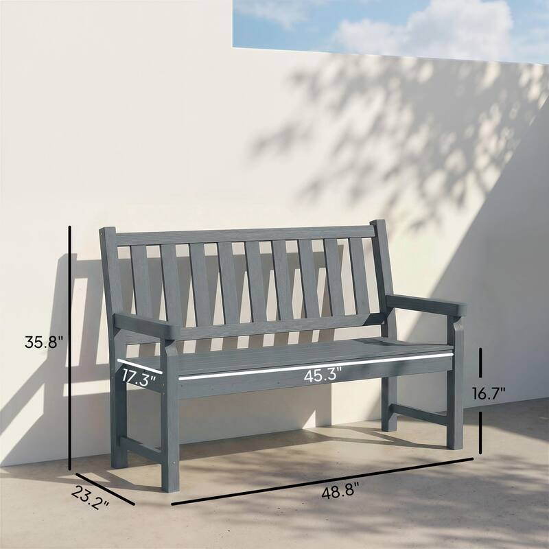 Outsunny Outdoor Bench, 49" All-Weather HDPE Garden Bench, 2-Person Patio Loveseat with 528 lbs Capacity