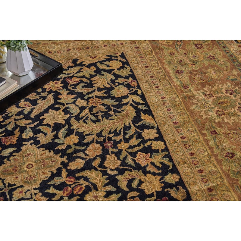 EXQUISITE RUGS ONE-OF-A-KIND Rare And Intricate Agra Hand Knotted Black Rug - 15'4"x20'4"