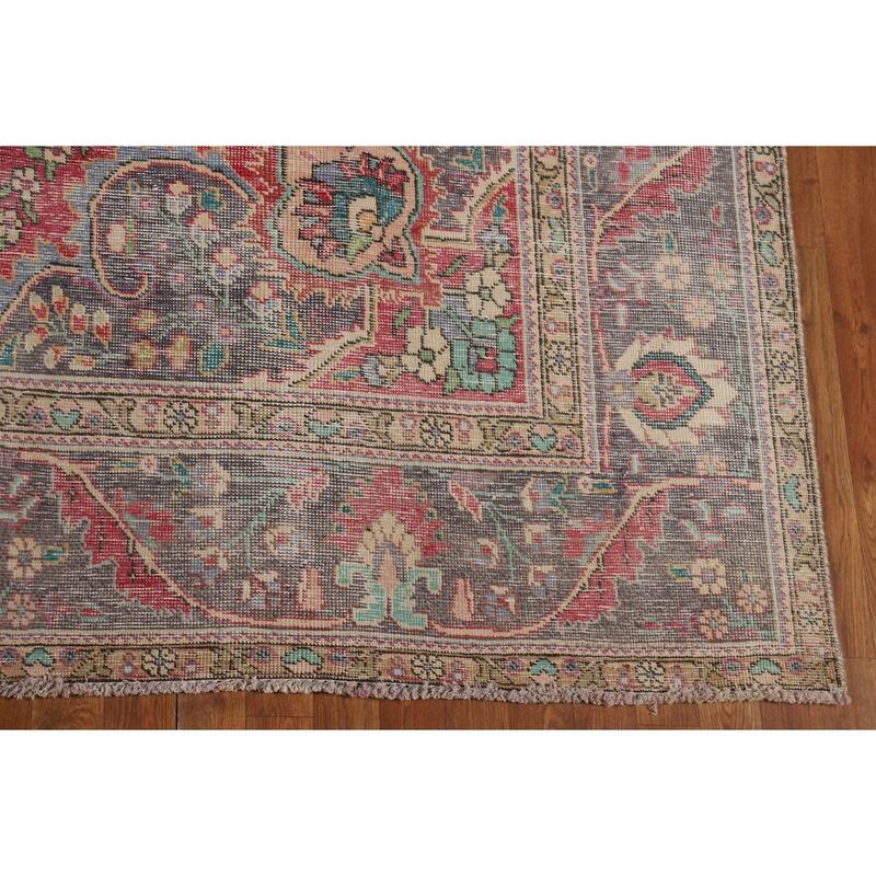 Geometric Tabriz Persian Vintage Area Rug Handmade Wool Carpet - 7'8"x 11'3"