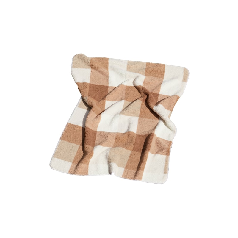 HomeRoots 50" X 60" Ivory And Taupe Faux Sherpa Plaid Throw Blanket