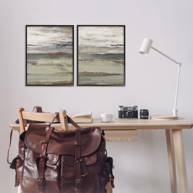 Stupell Earth's Layers Neutral Abstract Framed Giclee Art Design By Lanie Loreth (Set of 2)