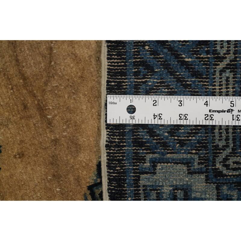 Hand Knotted Oriental 100% Wool Carpet Traditional Geometric Yellow & Gold Art Deco Area Rug - 4' 2'' X 2' 2''