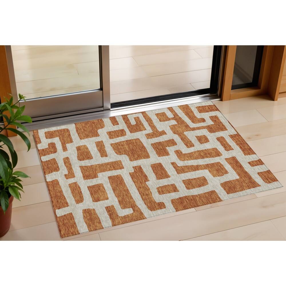 HomeRoots Abstract Transitional Rectangle Outdoor Rug