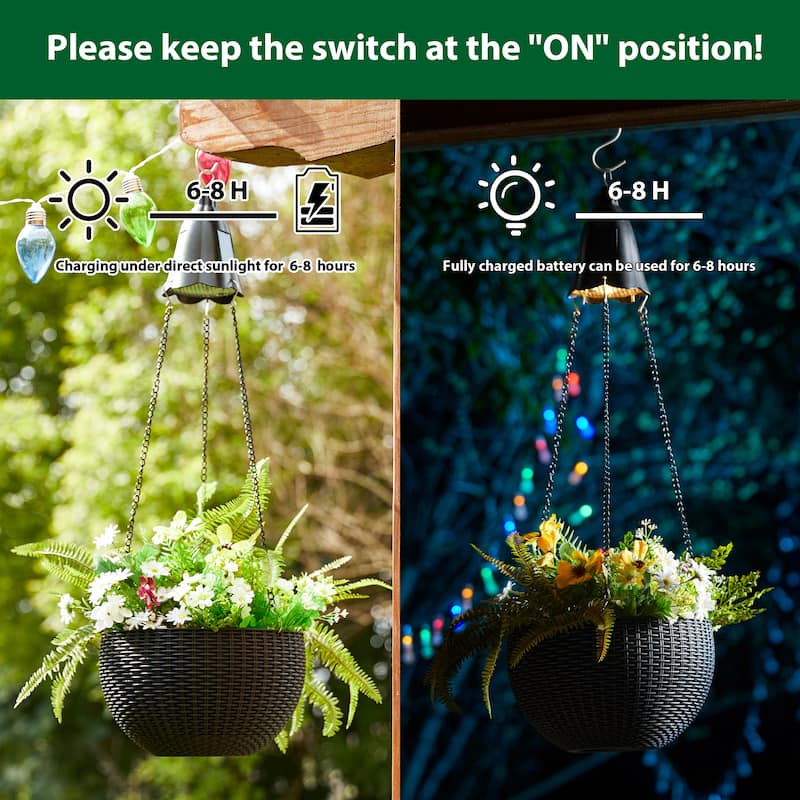 Baimuru 30-inch Height Solar Lighted Hanging Plastic Planter by Havenside Home