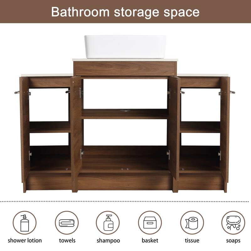 Malwee 24"/36"/48"/60" FreeStanding Bathroom Vanity, Floor Stand Bathroom Vanity with Ceramic Sink,Soft Close Door and Shelf