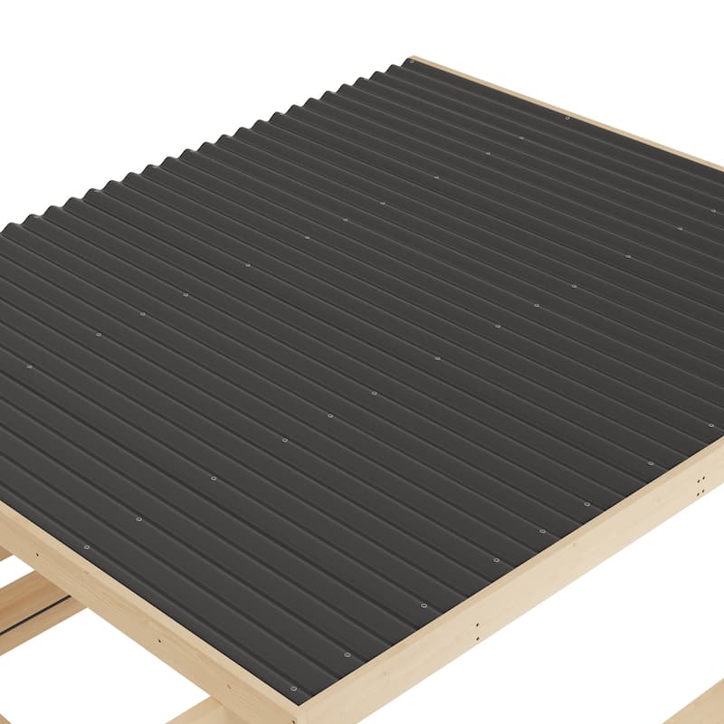 Cedar Wood Outdoor Bar Gazebo with PVC Roof, 85" x 76" Backyard Pavilion with TV Mount, Double Bar Counte