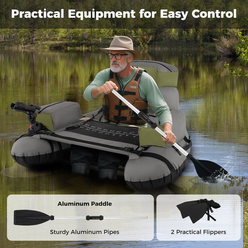 Goplus Inflatable Fishing Boat 350 LBS Fishing Float Tube with Fishing - See Details