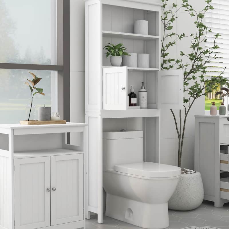 Sofucor Bathroom Over The Toilet Storage Cabinet with Doors,3-Shelf Tall Bathroom Spacesaver - N/A