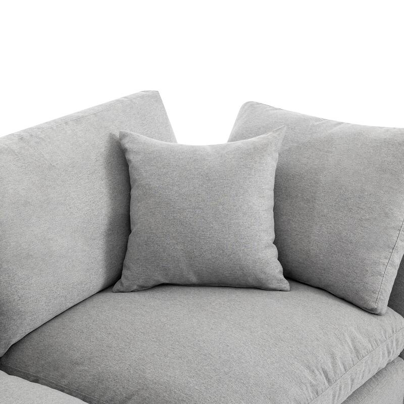Down Filled Convertible Sectional Sofa, L Shaped Couch with Reversible Chaise, Light Gray Polyester