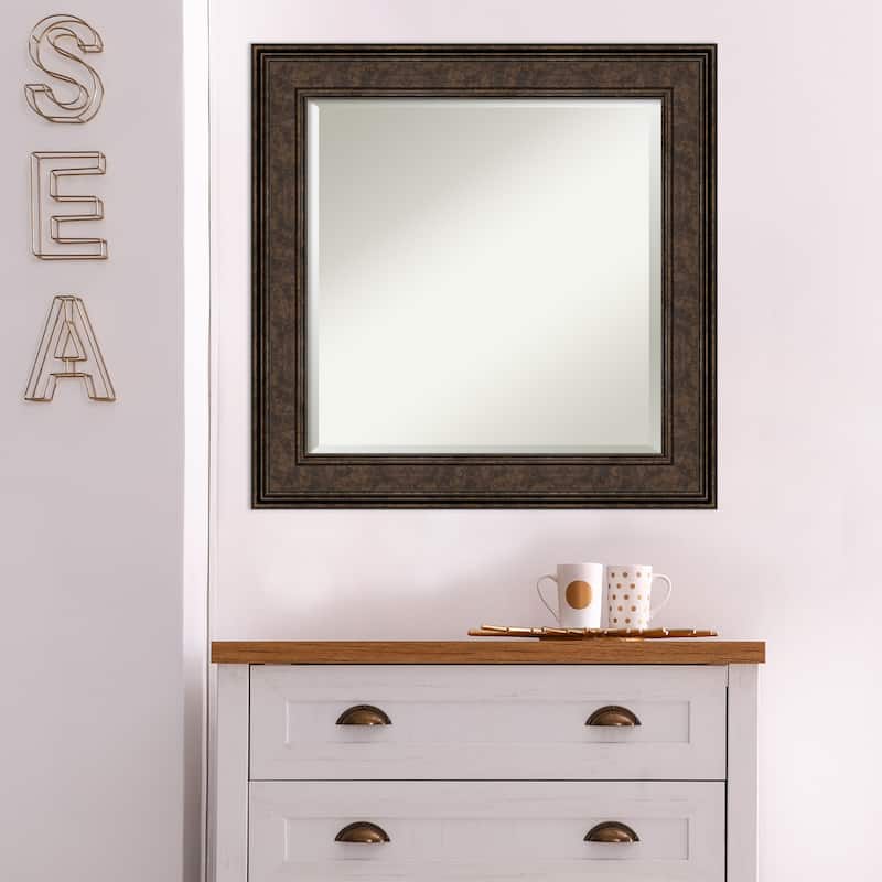 Beveled Wall Mirror - Ridge Black Frame
