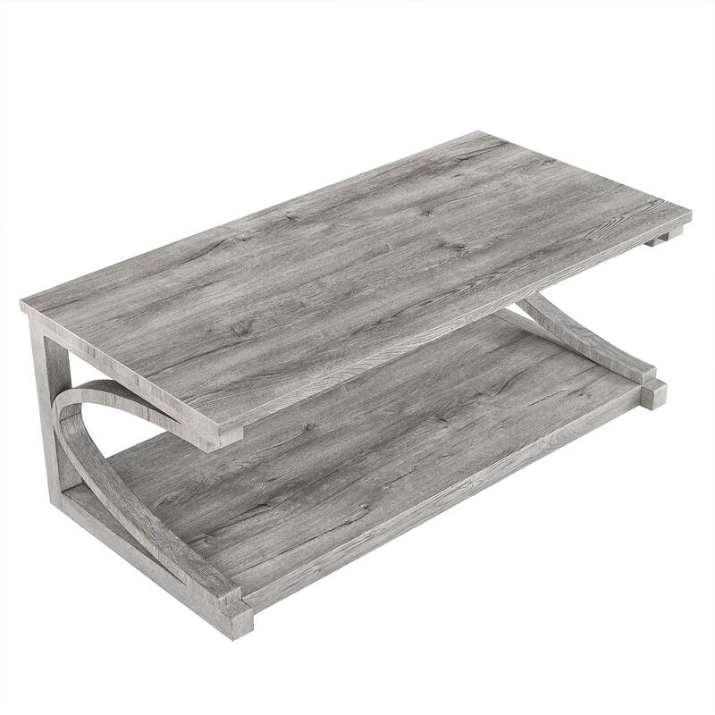 Wood Rectangular Coffee Table with Shelf