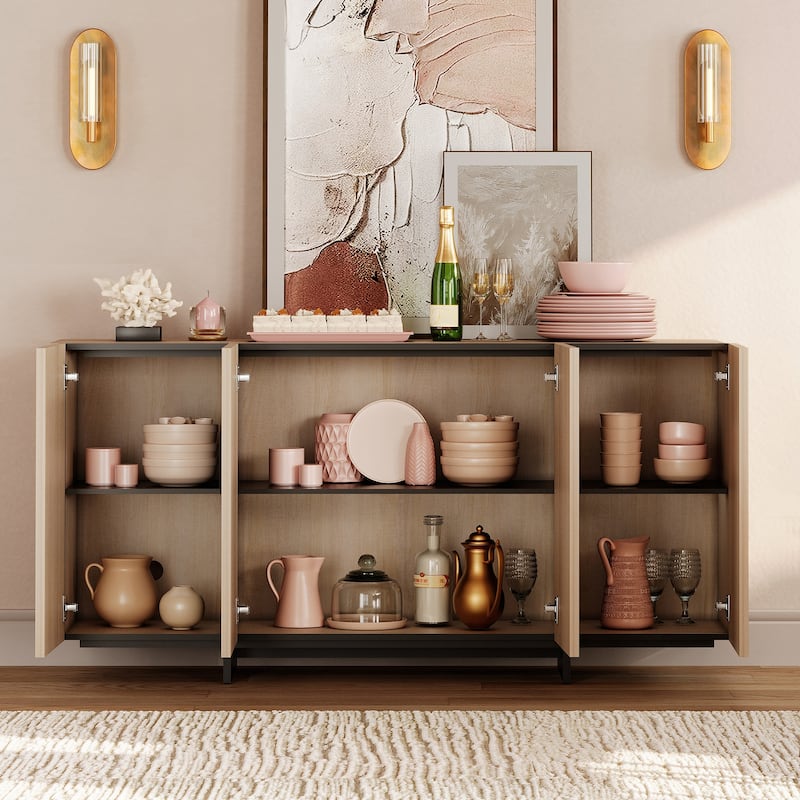 WAMPAT Buffet Cabinets, Modern Sideboard with Large Storage Space and T-Shaped Legs for Dinning Room, Kitchen