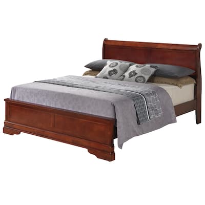 Solid Wooden Queen Panel Bed - 87" - Brown