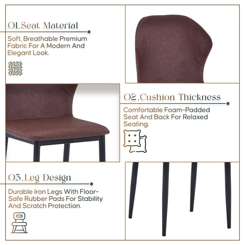 Mosaic Modern Fabric Upholstered Accent Dining Chair With Metal Legs & Curved Backrest Side Chair for Home or Office (Set of 4)