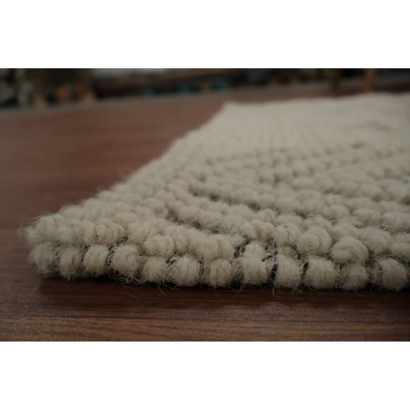 Hand Knotted Oriental 100% Wool Carpet Modern Geometric Beige & Ivories Moroccan Area Rug - 4' 7'' X 2' 11''