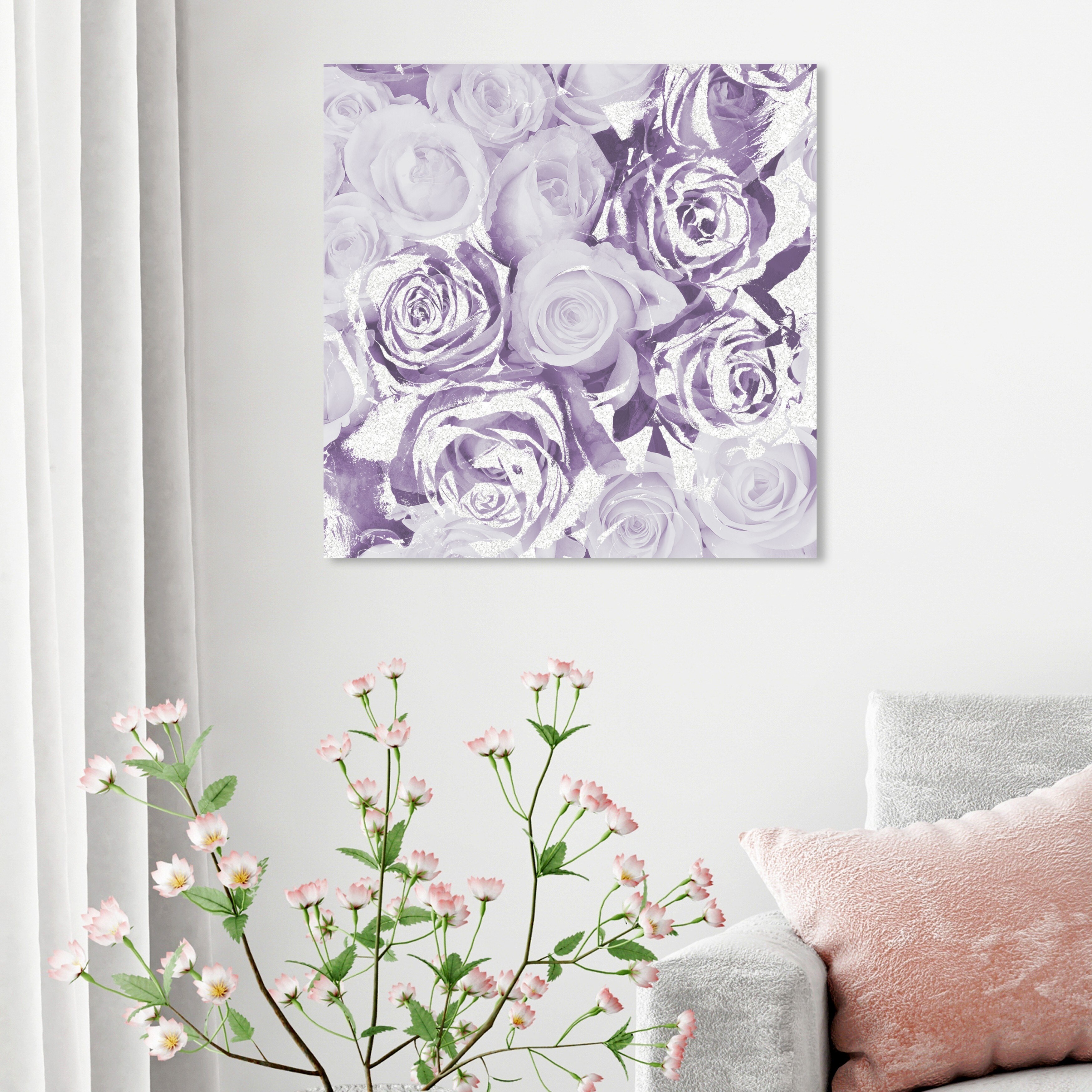 Oliver Gal 'Violet Glitter Roses Square' Floral and