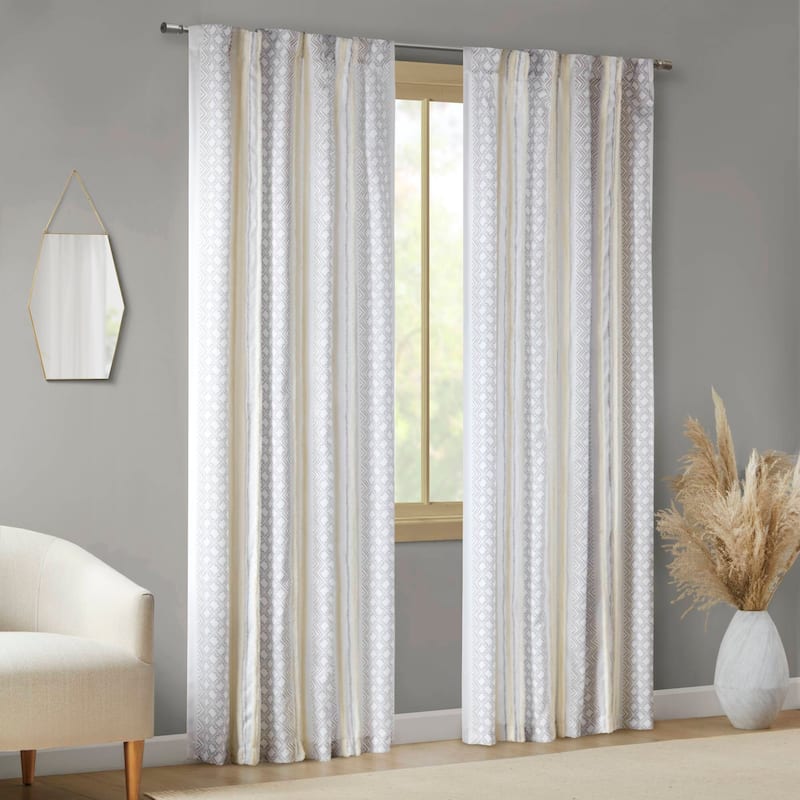 Poly Printed Curtain Panel with Tufted Stripe