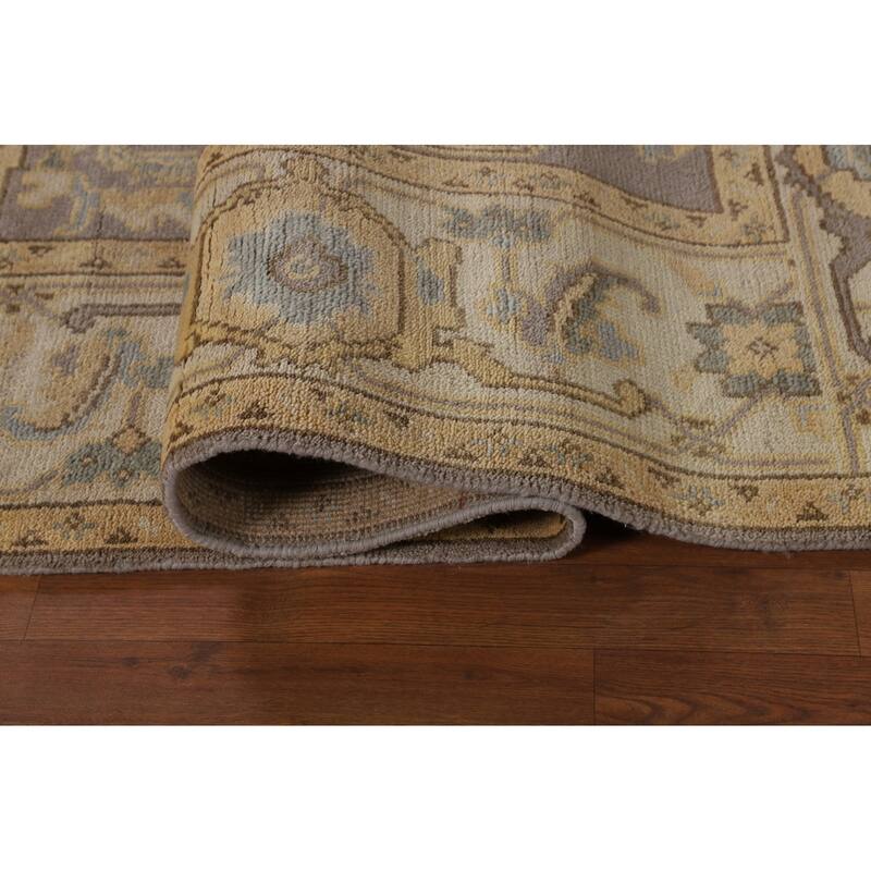 Gray Oushak Oriental Area Rug Hand-Knotted Wool Carpet - 7'6" x 10'6"